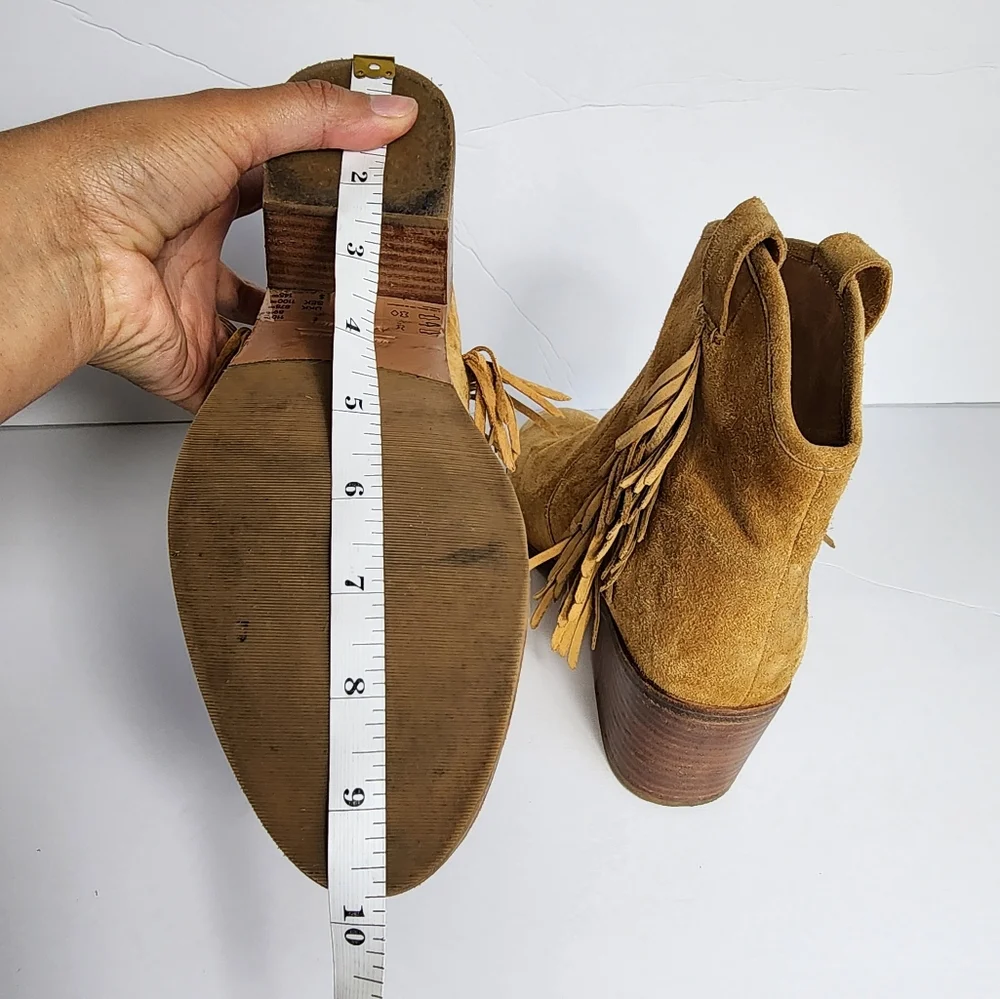 & Other Stories Suede Fringe Ankle Booties Western Boho Womens 9
